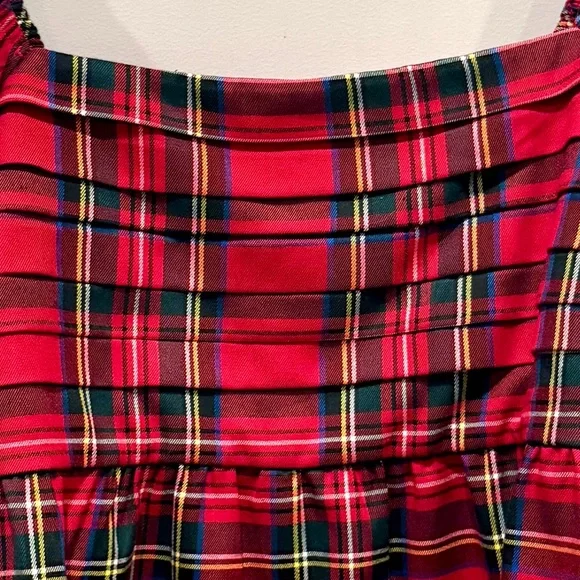 Francesca’s Collections Nicole Plaid Puff Sleeve Pleated Holiday Blouse NWT - Picture 5 of 15